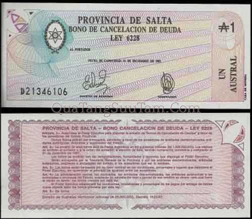 Argentina tỉnh Salta, 1 Austral type 1987 -35K